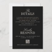 Élégante invitation de mariage recto-verso noire (Dos)