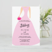 Élégante invitation de mariage rose chic fleur (Debout devant)