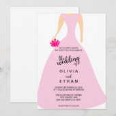 Élégante invitation de mariage rose chic fleur (Devant / Derrière)