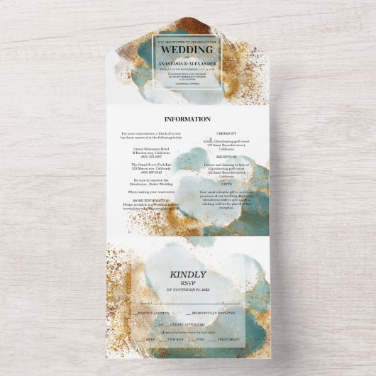 Elégante invitation de mariage/rsvp/détails. (À l'intérieur)