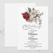 Élégante invitation de mariage rustique florale bo (Devant / Derrière)
