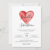 Élégante invitation de mariage simple cœur rose (Devant)