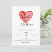 Élégante invitation de mariage simple cœur rose (Debout devant)