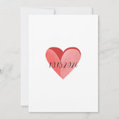 Élégante invitation de mariage simple cœur rose (Dos)