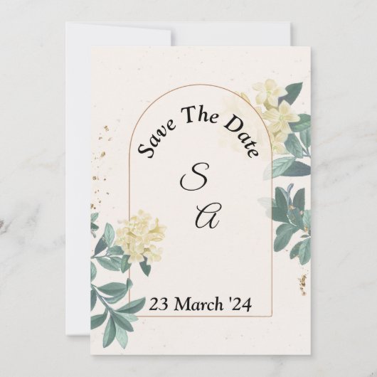 Elégante invitation de mariage, simple vert beige (Dos)