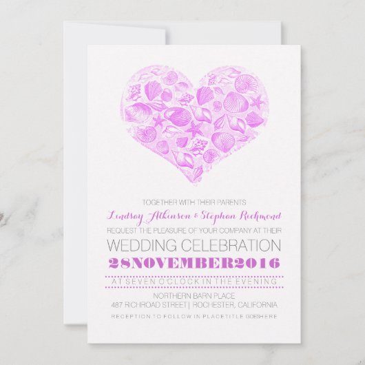 Elégante invitation de mariage sur la plage (Devant)