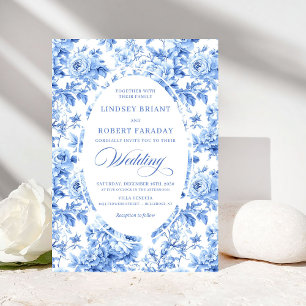 Élégante invitation de mariage Toile Rose Navy