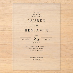 Élégante invitation de mariage typographique noire