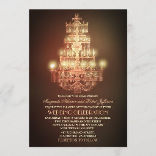 élégante invitation de mariage vintage chandelier