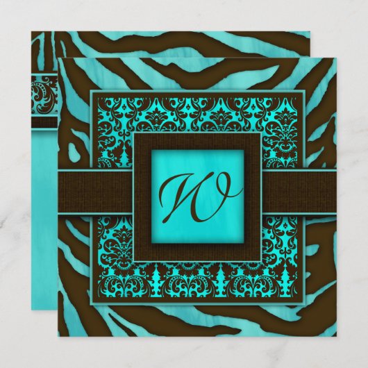 Elégante invitation de mariage Zebra Damask BB (Devant / Derrière)
