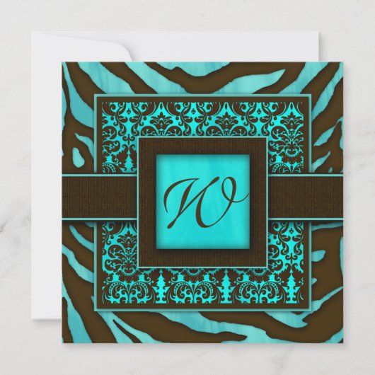 Elégante invitation de mariage Zebra Damask BB (Devant)