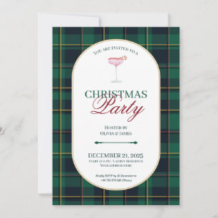 Élégante invitation de Noël à carreaux tartan vint