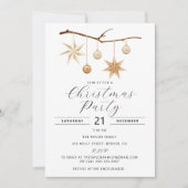 Élégante invitation de Noël avec des étoiles d'or (Devant)