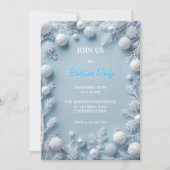 Élégante invitation de Noël blanc et bleu (Devant)