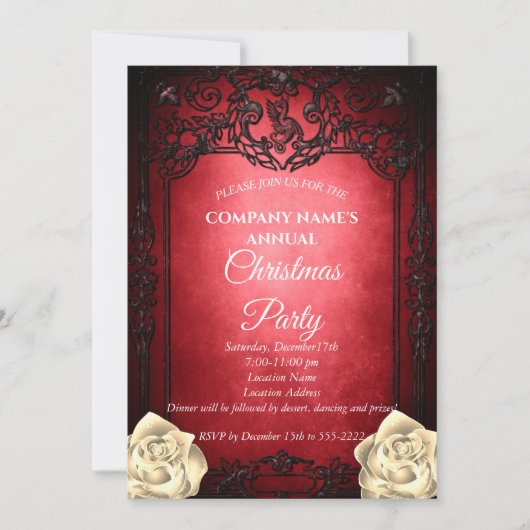 Elégante invitation de Noël gothique rouge (Devant)