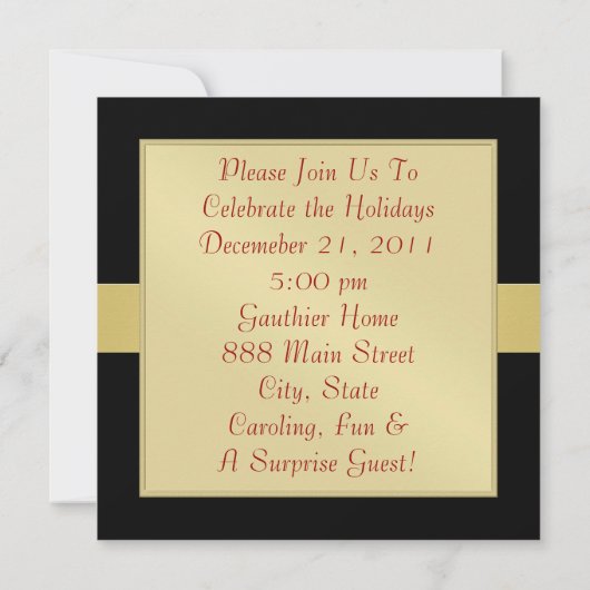 Elégante invitation de Noël Masquerade (Dos)