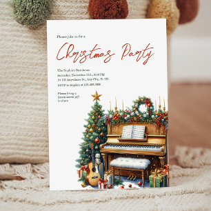 Élégante invitation de Noël Piano Party