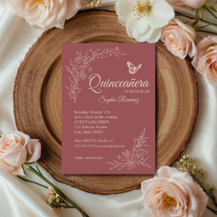 Élégante invitation de Quinceañera rose mauve inte