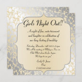 Élégante Invitation Des Filles Beiges Métalliques (Devant / Derrière)