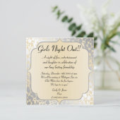 Élégante Invitation Des Filles Beiges Métalliques (Debout devant)