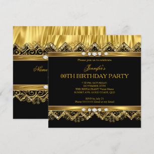 Élégante invitation en soie fausse or diamant noir
