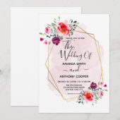 Elégante invitation florale à l'aquarelle artisana (Devant / Derrière)