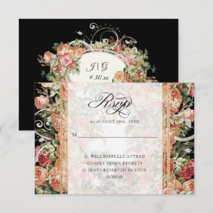 Élégante Invitation Florale d'Automne Burgundy Blu
