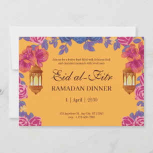 Élégante invitation florale de l'Aïd al-Fitr avec