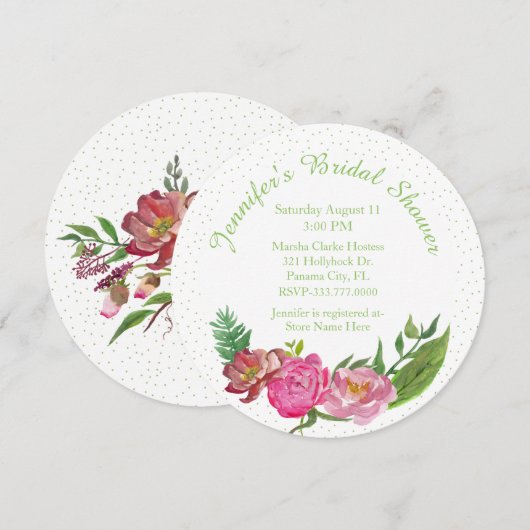 Elégante Invitation Florale Douche nuptiale (Devant / Derrière)