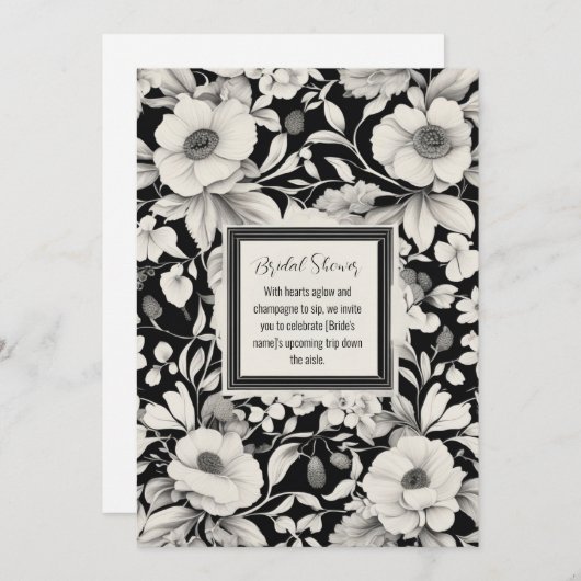 Elégante Invitation Florale Douche nuptiale (Devant / Derrière)