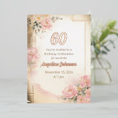 Élégante Invitation Foil 60e anniversaire (Debout devant)