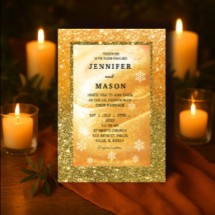 Elégante invitation Gold Parties scintillant et