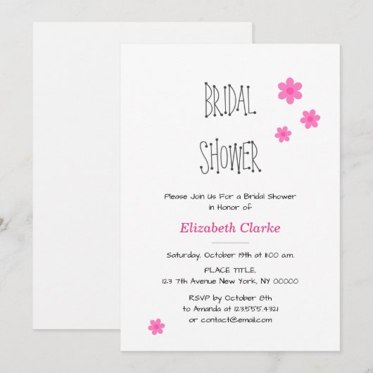 Elégante invitation joyeuse de douche nuptiale (Devant / Derrière)