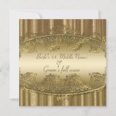 Elégante invitation luxe or mariage damassé (Dos)