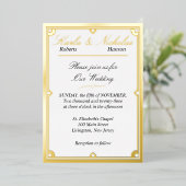Elégante invitation Mariage Art Déco Blanc (Debout devant)