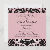 Élégante Invitation Mariage damassé Rose Noir #2 (Dos)
