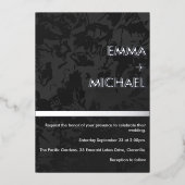 Elégante Invitation moderne Black Silver Foil (Recto)