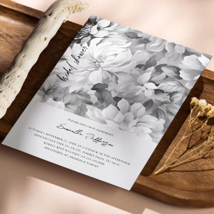 Élégante Invitation Monochrome Floral Douche nupti