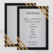 Elégante invitation officielle en noir, blanc et o (Devant / Derrière)