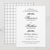 Elégante invitation officielle noire blanche (Devant / Derrière)