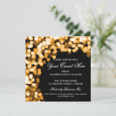 Élégante Invitation Party Gold Sparkly Black (Debout devant)