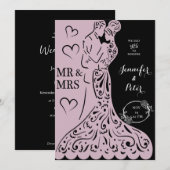 Elégante invitation personnalisée Couple dansant (Devant / Derrière)