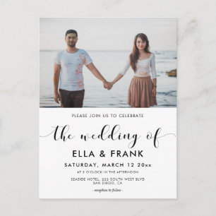 Elégante invitation photo mariage noir et blanc