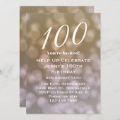 Élégante invitation pour son 100e anniversaire (Devant / Derrière)