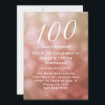 Élégante invitation pour son 100e anniversaire en<br><div class="desc">Cette jolie et élégante invitation pour son 100e anniversaire est parfaite pour une belle fête et donnera un ton de fête. Il dispose d'un motif de livres en rose et or avec texte blanc, et est un bon choix pour un événement spécial pour célébrer un anniversaire marquant. Customisez pour votre...</div>