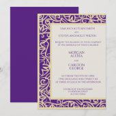 Élégante invitation prune et beige pour toute occa (Devant / Derrière)