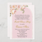 Elégante invitation Quince rose en espagnol (Devant / Derrière)