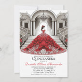 Elégante invitation Red Quinceañera (Devant)