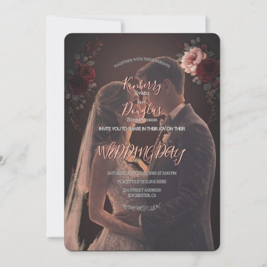 Élégante invitation romantique de mariage rustique (Devant)