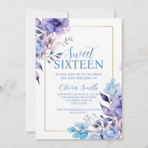 Elégante Invitation Sweet sixteen Floral